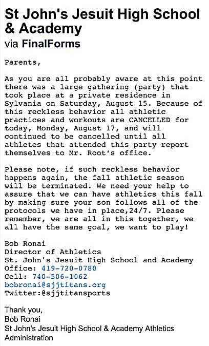 Sylvania students attend party, quarantined from sports,&nbsp;school